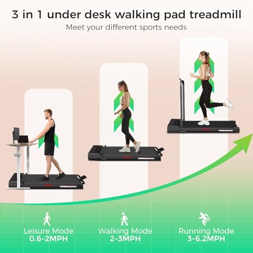 Foldable Walking Pad Treadmill with Handle Bar, Remote Control