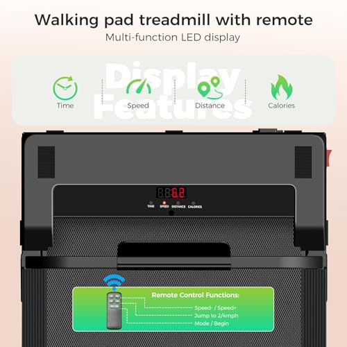 Foldable Walking Pad Treadmill with Handle Bar, Remote Control