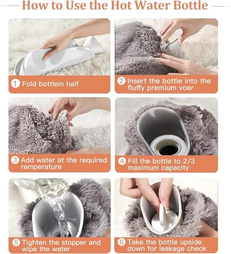 Cozy 1L Hot Water Bottle with Soft Cover - Durable Leak-Resistant Grey