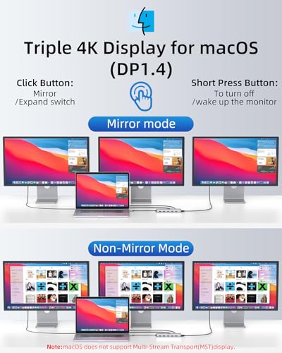 LIONWEI USB C Hub: 13-in-1 Docking Station, Dual Monitor Support, 8 Ports, Ethernet, Audio - For MacBook, Dell, HP, Lenovo, Surface