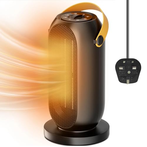 Brand Portable Electric Heater Fan, Energy Efficient PTC Space Heater with Safety Features, 6 Adjustable Modes for Office Room