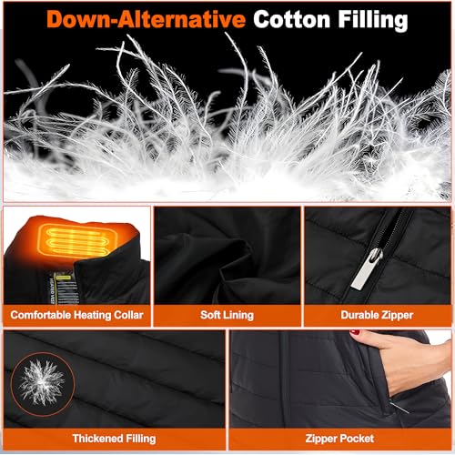 WarmCo Heated Vest for Women, 15 Heat Zones, 10000mAh Power Bank, 3 Heat Settings, Ideal for Outdoor Activities