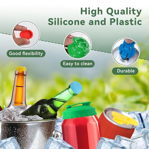 TPTGIAR 18PCS Silicone Can Covers for Drinks Cans UK, Leak-proof Food Grade Lids, Reusable Coke Can Lids, Easy Can Opener