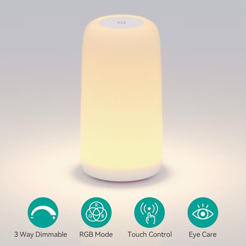 Brand Touch Bedside Lamp, Sleek RGB Dimmable LED for Bedroom