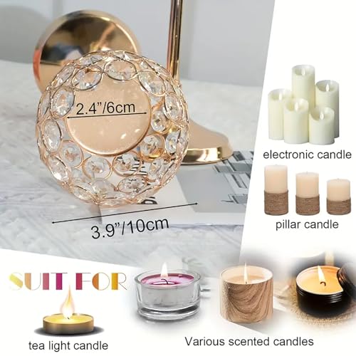 VINCIGANT Crystal Candle Holder Gold, Living Room Decor, 2pcs 33 inch Tall