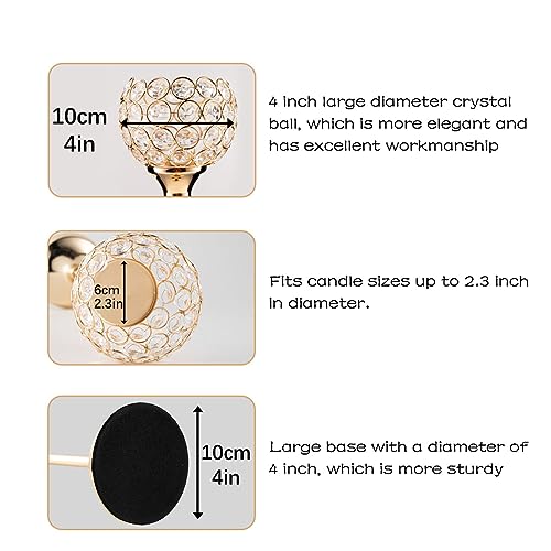 VINCIGANT Crystal Candle Holder Gold, Living Room Decor, 2pcs 33 inch Tall