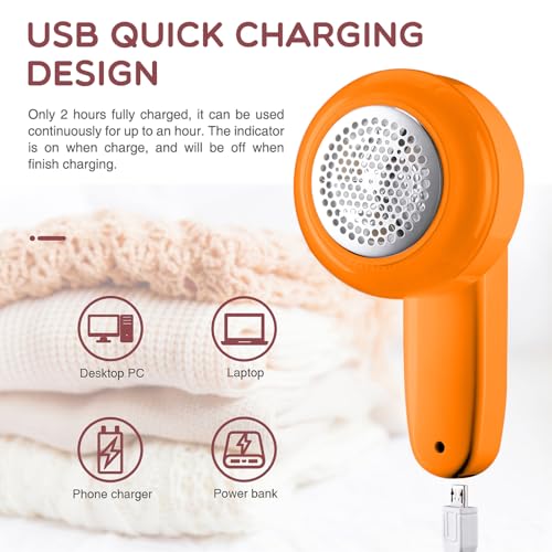 Portable Anti-Lint Fabric Shaver with 3 Blades, USB Rechargeable - Fast Fabric Defuzzer for Clothes, Sweaters, Blankets