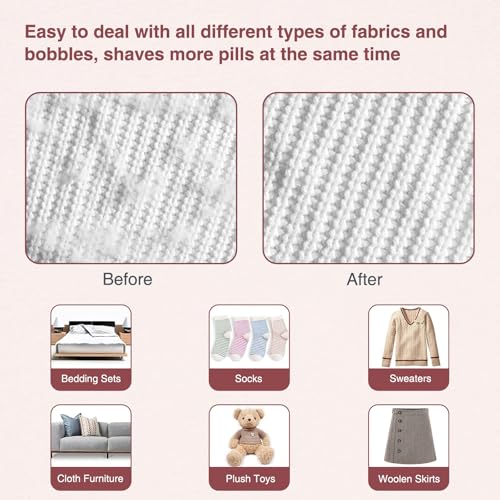 Portable Anti-Lint Fabric Shaver with 3 Blades, USB Rechargeable - Fast Fabric Defuzzer for Clothes, Sweaters, Blankets