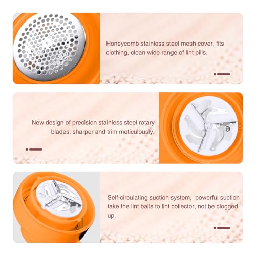Portable Anti-Lint Fabric Shaver with 3 Blades, USB Rechargeable - Fast Fabric Defuzzer for Clothes, Sweaters, Blankets