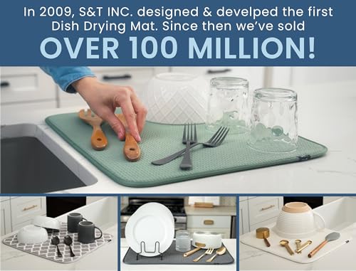 S&T Dish Drying Mat XL, Absorbent Microfiber Kitchen Counter Pad - Extra Large, Charcoal - For Dishes, Utensils, Pots