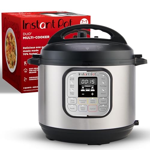 Instant Pot Duo Mini 7-in-1 Electric Pressure Cooker, Steamer & Warmer - 3 Quart Stainless Steel - Free App, 1900 Recipes