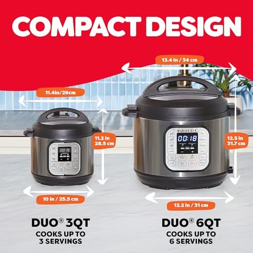 Instant Pot Duo Mini 7-in-1 Electric Pressure Cooker, Steamer & Warmer - 3 Quart Stainless Steel - Free App, 1900 Recipes