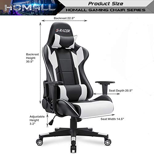 Homall Gaming Chair: High Back Leather Computer Chair with Headrest & Lumbar Support