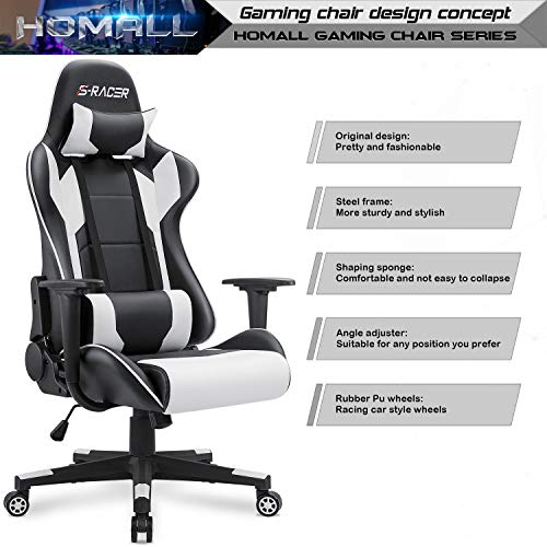 Homall Gaming Chair: High Back Leather Computer Chair with Headrest & Lumbar Support