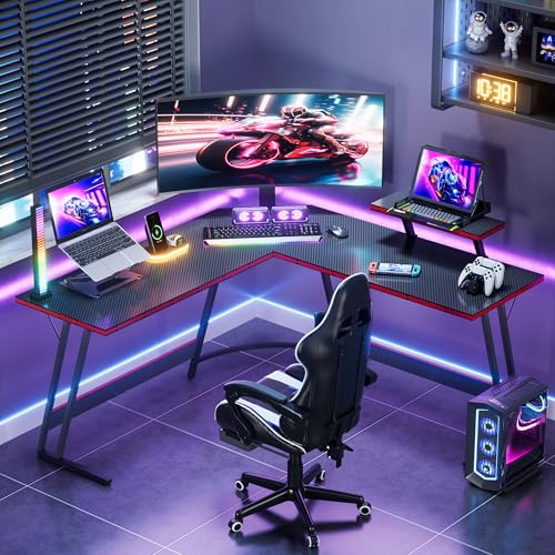 Homall L-Shaped Gaming Desk with Large Monitor Stand - Sturdy PC Corner Desk for Home Office Workstation