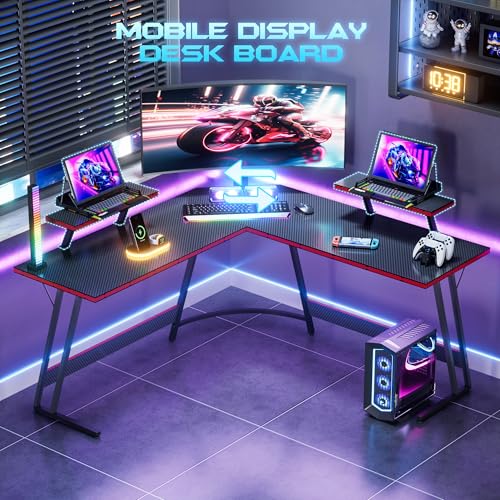 Homall L-Shaped Gaming Desk with Large Monitor Stand - Sturdy PC Corner Desk for Home Office Workstation