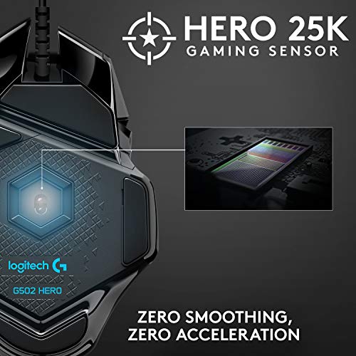 Logitech G502 HERO Gaming Mouse: 25K Sensor, RGB, Adjustable Weights
