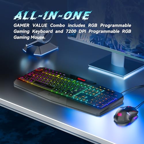 Redragon Gaming Keyboard & Mouse Combo Set with RGB Backlit - Programmable, Value Packed