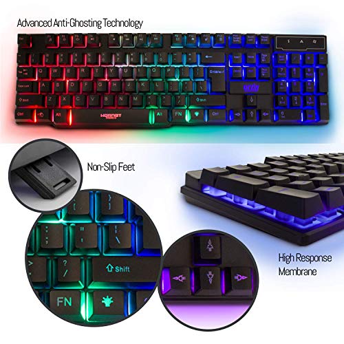 Hornet RX-250 Gaming Bundle: Keyboard, Mouse, Headset, RGB Backlight - PC, Xbox, PS4 - 4-in-1 Set