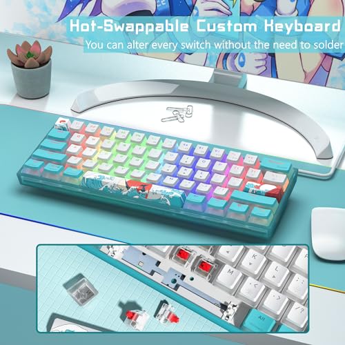 Womier WK61 V2 60% RGB Mechanical Gaming Keyboard, Hot-Swappable, Linear Red Switch, PBT Keycaps