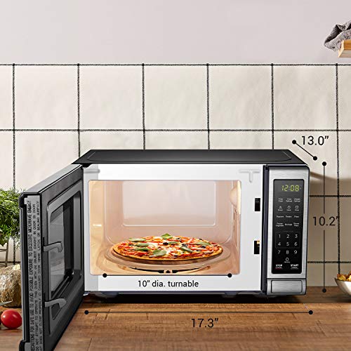 BLACK+DECKER Microwave Oven, Push-Button Door, Child Safety Lock, 700W, Stainless Steel, 0.7 cu.ft