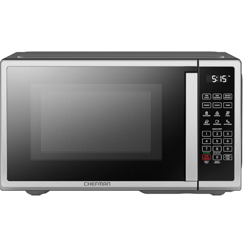 Chefman Microwave Oven 1.1 Cu. Ft. Stainless Steel - 1000W, 6 Auto Menus, 10 Power Levels, Eco Mode, Memory - Easy Clean