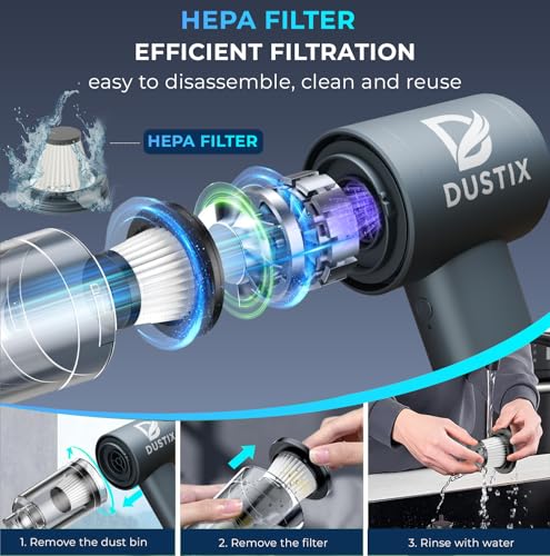 Mini Pro Cordless Handheld Vacuum Cleaner 12kPa Suction 2-Speed - Powerful Car Hoover & Blower - Fast Charging - Portable for Car, Home, Desk