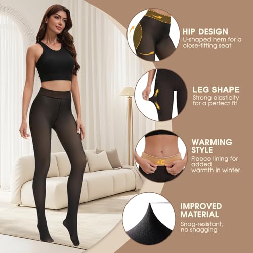 Comfort Fleece Lined Leggings: High Waist Thermal Tights for Women