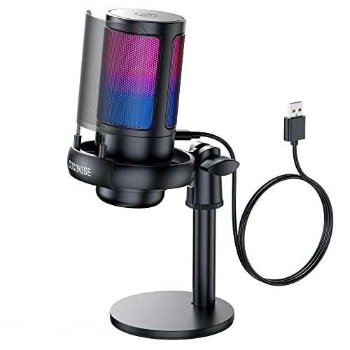 Brand USB Gaming Mic for Podcasts & Streaming Videos, Condenser Mic with Quick Mute, RGB Indicator, Shock Mount
