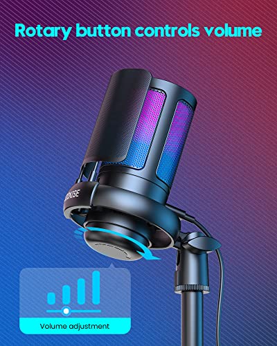 Brand USB Gaming Mic for Podcasts & Streaming Videos, Condenser Mic with Quick Mute, RGB Indicator, Shock Mount
