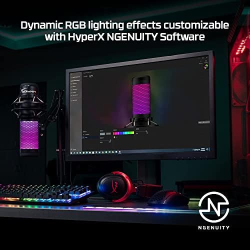 HyperX QuadCast S USB Condenser Mic for PC, PS4/5, Mac - RGB, Anti-Vibration, 4 Polar Patterns, Pop Filter - Gaming, Streaming, Podcasts