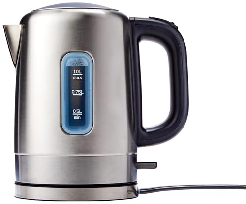 Amazon Basics Stainless Steel Kettle, BPA-Free, Fast Boiling, 1.1 Qt, 1500W, Black