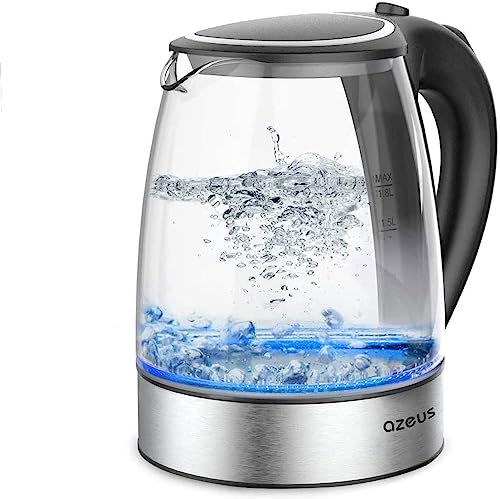 AZEUS 1.8L Fast Boil Electric Kettle, Auto Shut-Off, BPA-Free Glass & Steel