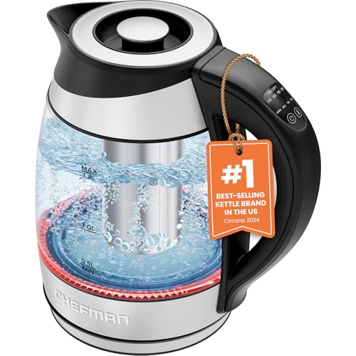 Chefman Glass Tea Kettle: Temperature Control, 5 Presets, LED Lights