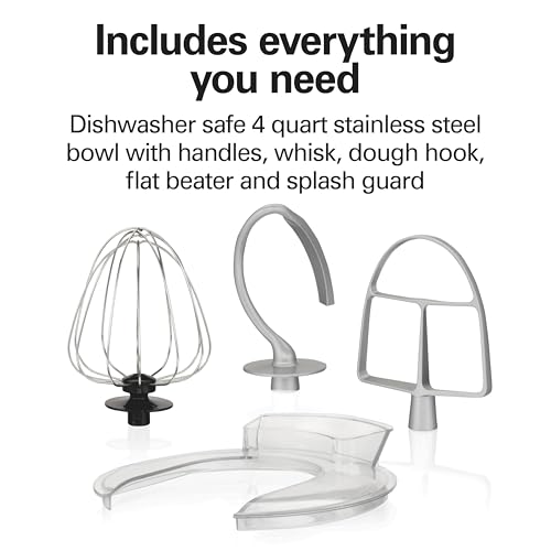 Hamilton Beach Stand Mixer 4 Quart with Dough Hook & Beater, 7 Speeds - Red