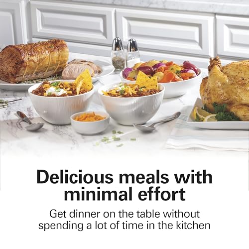 Hamilton Beach 6-Qt Slow Cooker: 3 Cooking Settings, Stoneware Crock & Glass Lid, Dishwasher-Safe - Silver