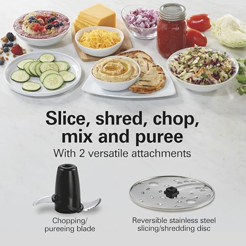 Hamilton Beach Food Processor & Vegetable Chopper - Slicing, Shredding, Mincing, Puree - 10 Cups + Bowl Scraper - Easy Clean - Black Stainless