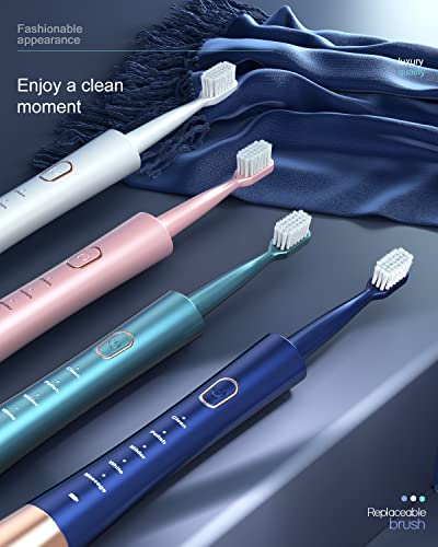 Brand Sonic Electric Toothbrush: USB Rechargeable, 5 Modes, Smart Timer, 8 Brush Heads, Pink