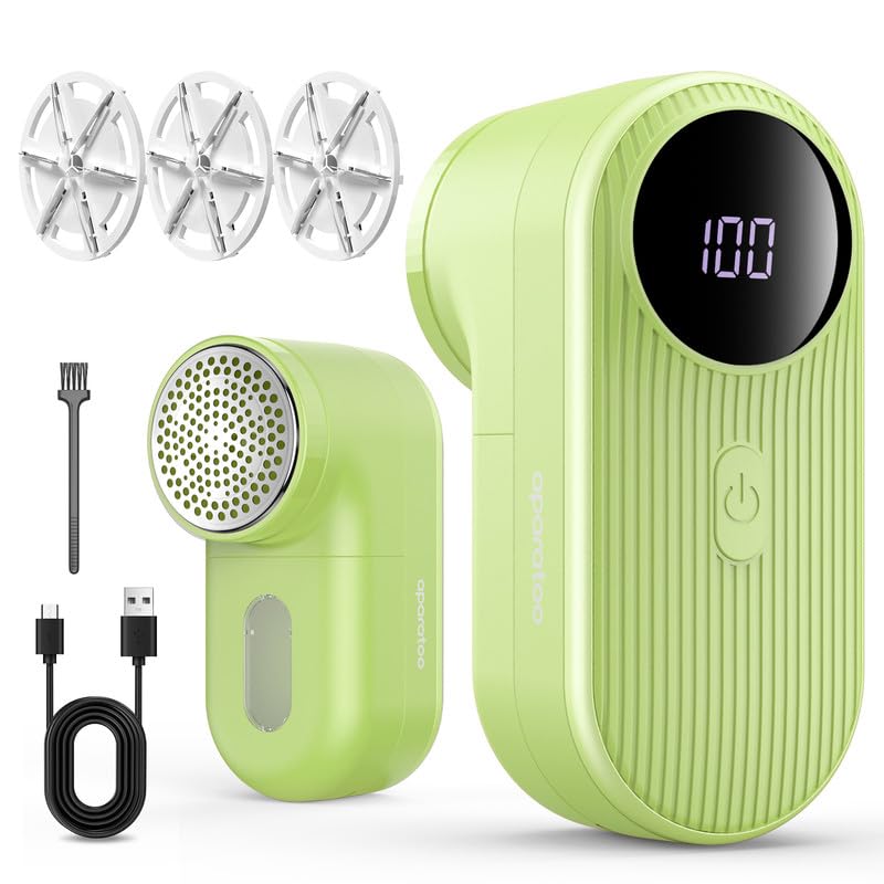 Lint Shaver with 3 Speeds & Blades, Rotating Handle - Portable Fabric Defeater for Clothes & Fabrics