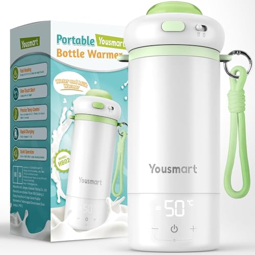 Yousmart Baby Bottle Warmer, Fast Heating, Precise Temp Control, Leak-Proof, USB Charging, Travel-Friendly