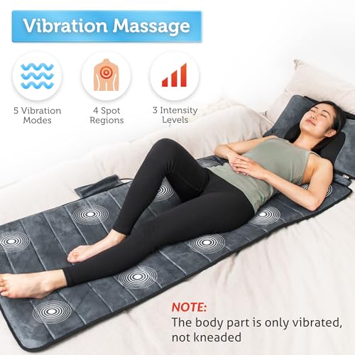 COMFIER Massage Mat, Movable Neck Pillow, Vibrating Motors & Heating Pads, Back Pad, Father's Day Gifts