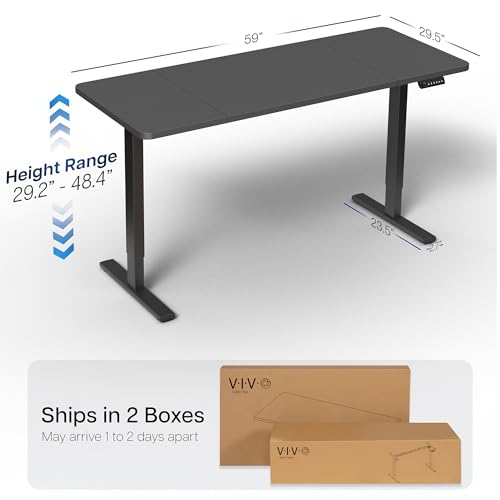 VIVO Electric Standing Desk 60x30 inch, Memory Height Adjustment, Black Top Frame
