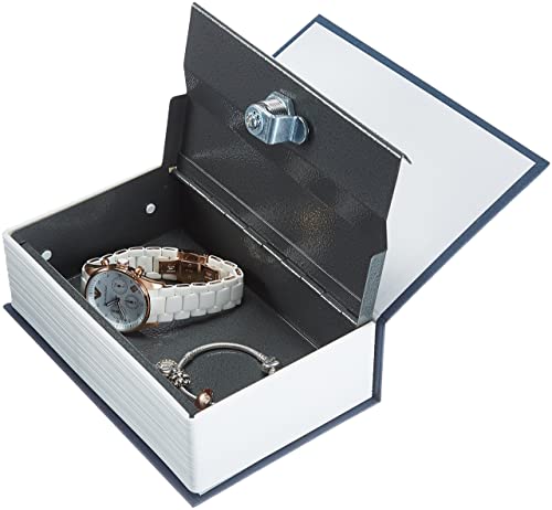 Amazon Basics Book Safe Key Lock Medium Blue 8 inch - Hidden Home Security Box