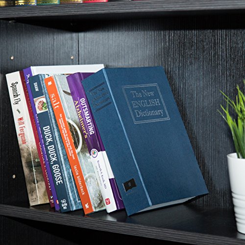 Amazon Basics Book Safe Money Saving Box Secret Hidden Lock Large Blue