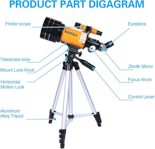 Celestron 70mm Telescope for Astronomy Beginners with Phone Adapter, Broadband Coating, Tripod, Finderscope
