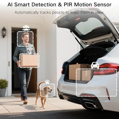 RUIVOKUR Solar Outdoor Security Camera, 360° PTZ, 2K/4MP, Color Night Vision