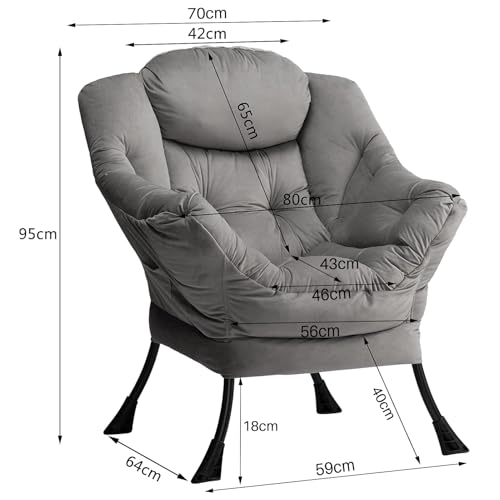 HollyHOME Velvet Armchair: Comfy Reading Chair for Living Room