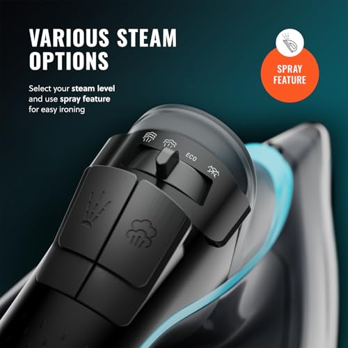Pursteam Steam Iron: Ceramic Soleplate, Adjustable Steam, Burst of Steam - Powerful & Long-Lasting - All Fabrics