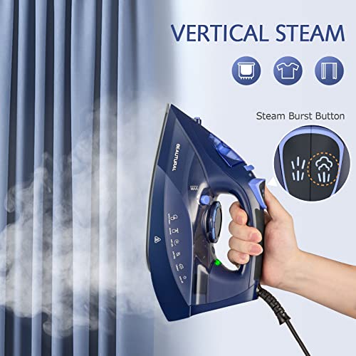 BEAUTURAL Steam Iron: Precision Thermostat, Ceramic Soleplate, Auto-Off, Self-Cleaning, Anti-Calcium, Anti-Drip