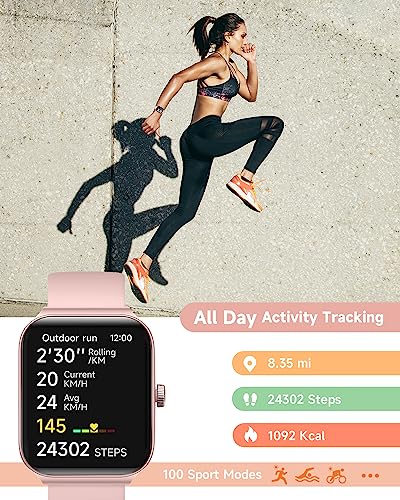 TOOBUR Women's Smart Watch with Alexa, 1.95 inch Fitness Tracker, Calls, IP68 Waterproof, Heart Rate, Sleep Tracker. 100 Sport Modes. Android iOS.